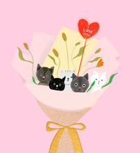Load image into Gallery viewer, CAT BOUQUET - Love Card